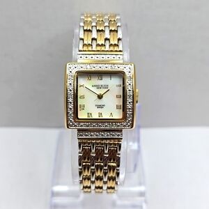 Womens Anne Klein Diamond Swiss Watch Reversible Gold Silver Two Tone New Batter